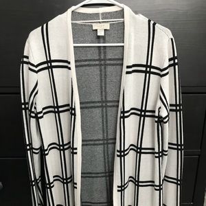 Long black and off white cardigan